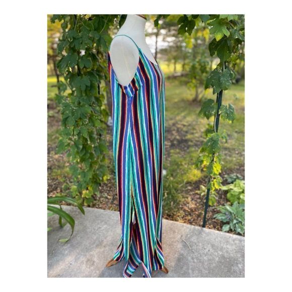 California Moonrise Striped Maxi Tent Dress Multicolor Sz L - Picture 7 of 9